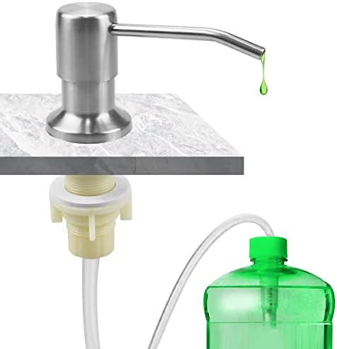Soap Dispenser for Kitchen Sink and Tube Kit (Brushed Nickel),47" Built in Stainless Steel Sink Soap Dispenser,Silver Brushed Nickel