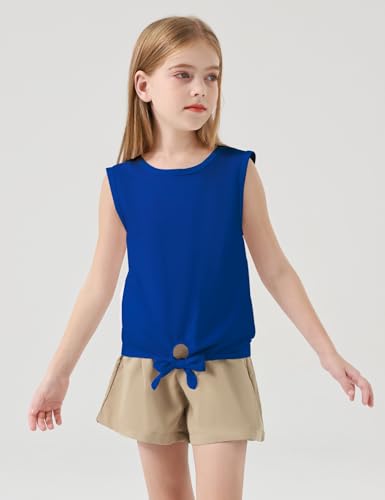 Image of Girls Crop Tops Summer Tie Knot T Shirt Short Sleeve Shirts Tee Tank Top Size 5-14 Years