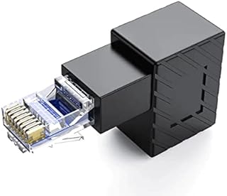innov8 90 Degree RJ45 Male to Female Extension Cat5 Cat6 Lan Network Connector Ethernet Adapter for Computers, Laptops, Routers (Down Angle)