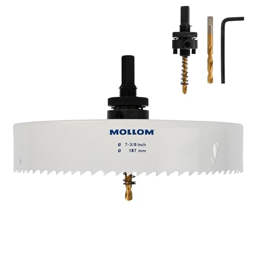 Image of Mollom 187mm (7-3/8") HSS M42 8% Cobalt BI-Metal Hole Saw with Arbor