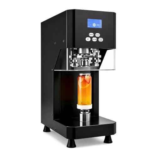 Commercial Automatic Can Sealer – Upgraded Motor, Electric Sealer for Alum & Plastic Cans, Height Adjustable, for Small Business, Food Trucks & Home