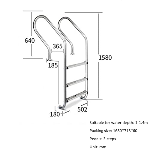 Escalera de piscina de 3 peldaños acero inoxidable miniatura 7
