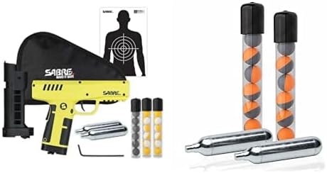 SABRE Home Defense Projectile Launcher, Large Size with (7) 0.68 Cal. Impact Projectiles, 40% More Stopping Power for Extra Home Protection, Holds Up to 7 Projectiles