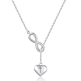 NARTGO Collar con colgante de corazón con símbolo de infinito inicial A-Z para mujer, gargantilla de acero inoxidable, Metal, No es una piedra preciosa