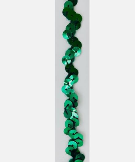 1 Pcs Dark Green 3/8" Single Row Stretch Sequin Trim for Decorative 18 Yards - Rk8