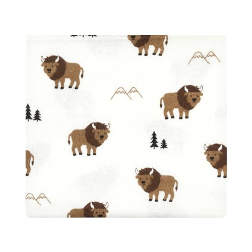 Image of Hudson Baby Unisex Baby Cotton Poly Flannel Receiving Blankets, Wild Buffalo, One Size