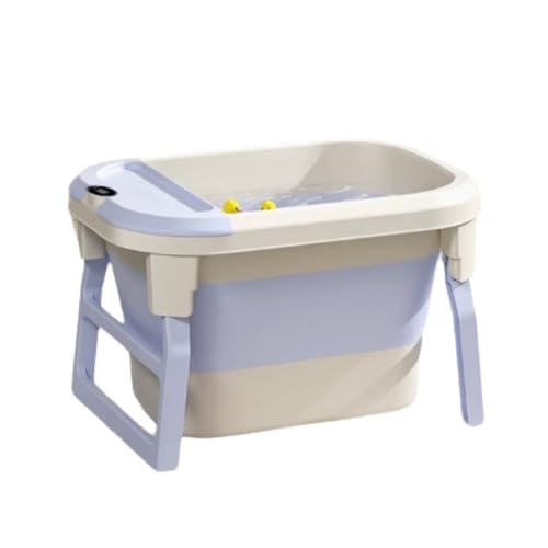 ZHXQRP Bañera Plegable Multifuncional con Desagüe y Estante de Almacenamiento Extraíble Ideal para Perros Gatos(Blue)