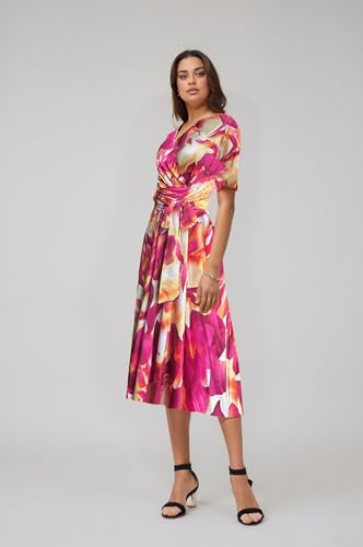 Image of Comfortable Dresses for Women Stretchy Flattering Fit Tie-dye Wrap Dress V Neck Short Sleeve Tie Waist Daily Wear Party Vacation