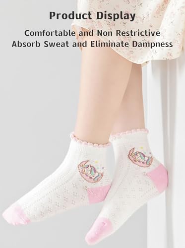 Toddler Girl Mid Calf Socks Cartoon Soft Breathable Thin Cool Ruffle Mesh Socks 5 Pairs2