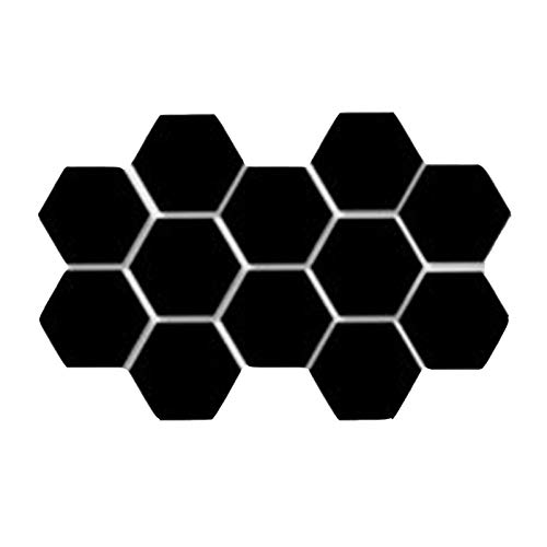12PCS Miroir Hexagonal Pour Porte d'Armoire Géométriques Hexagone Muraux Miroirs Bricolage Décoratif 3D Hexagone Acrylique Miroir Pour La Maison Salon Canapé Tv Réglage Décoration Murale Noir Cover