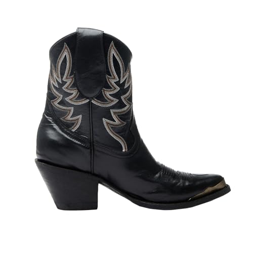 Women's Western Cowboy Ankle Boots Short Cowgirl Boots with Classic Embroidered Slip On Pointed Toe Chunky Country Booties2