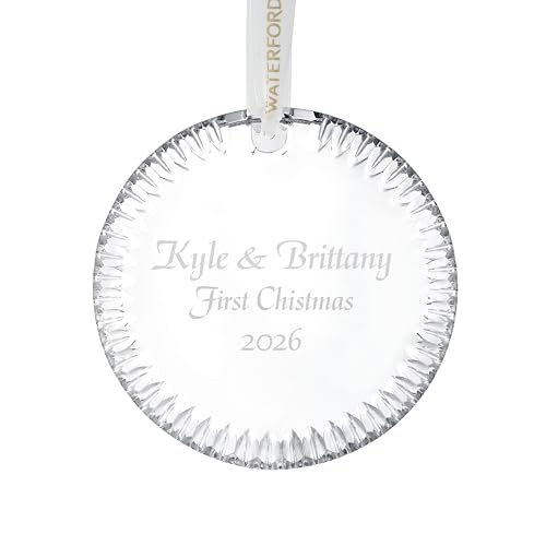 Waterford Personalized Limited Edition Round Disc Ornament, Custom Engraved Cut Crystal Christmas Ornament for Couples, Wedding, Anniversary, New Baby 2026
