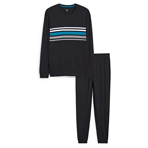C&A Herren Pyjama Set|2er Pack Regular Fit Unifarben Baumwolle schwarz L Cover