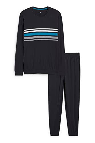 C&A Herren Pyjama Set|2er Pack Regular Fit Unifarben Baumwolle schwarz M