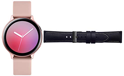 Image of Samsung Galaxy Watch Active 2 (Bluetooth, 44 mm) - Gold, Aluminium Dial, Silicon Straps + Free Leather Strap (Black) Worth INR 2500