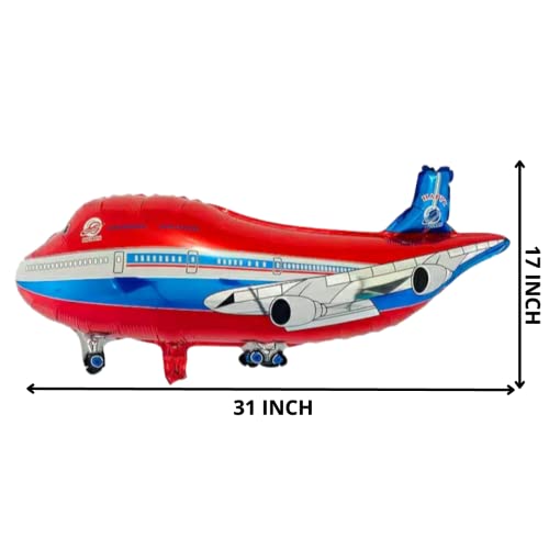 Image of Airplane Foil Balloon (17X31 Inch, 1Pcs) For Vehicles /Transportation Children Birthday Party Decoration, Red