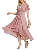 Ever Pretty Robe Soirée Rose Poussiéreuse 48   Femme   Occasion Spéciale   Taille Haute   Col V   Manches Courtes   Dos en V   Mousseline   A Line   Maxi