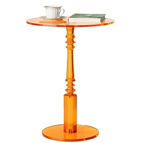 Modern Acrylic Side Table, Round Clear End Table for Living