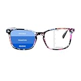 LAMBBAA Vintage Square Progressive Multifocal Presbyopic Glasses, Blue Light Blocking Glasses for Men Women Readers (Floral, +0.00/+1.00 Magnification)