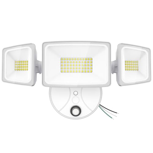 Onforu 70W LED Dusk to Dawn Flood Lights, 7000LM White Exterior Security Outdoor Lighting,IP65 Waterproof Outdoor 3 Adjustable Heads Photocell Light Fixture,6500K Floodlight for Garage,Patio,Yard