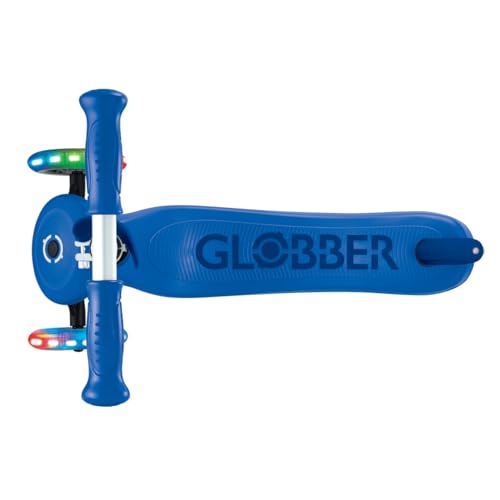 Globber - GO•UP Sporty Lights - Skalierbarer Tretroller, 3 R&auml;der mit Sitz, f&uuml;r Kinder von 15 Monaten bis 6 Jahren, dunkelblau