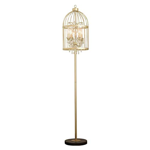 ZXL Lampadaire Lampadaires Lampadaires Lampadaire Durable Rétro Country Birdcage Design Abat-Jour Lampadaire Verre Cristal 4 Lumières Métal Salon Lampadaire Lampadaire Lampadaire, Chambre, Bureau, Bu