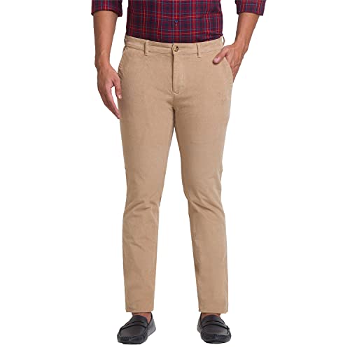 Image of Colorplus Men's Cotton Blend Solid Pattern Contemporary Fit Flat Front Casual Trouser