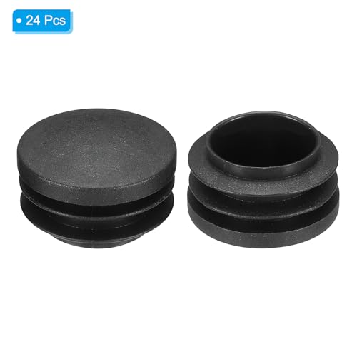 Image of PATIKIL 1-3 /8 inch Plastic Tubing End Caps, 24Pcs Round Hole Plug Insert for Round Iron Pipe Chair Leg Table Bookshelves Patio Furniture, Black