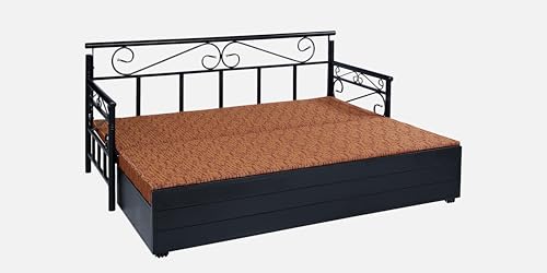 Image of 3 Seater Metal Sofa Cum Bed with Hydraulic Storage | King Size Sofa Cum Bed | 3 Seater Sofa Set, Metal Sofa Set for, Living Room, (King Size (Multi Brown & Black)