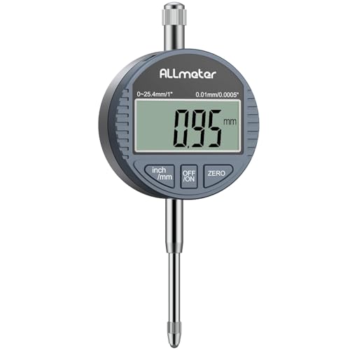 ALLmeter DTI Comparateur de précision Plage 0-25.4mm Résolution 0.01mm, Indicateurs à cadran numérique avec Couvercle arrière Écran LCD Pour réglage de...