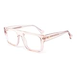 OuShiun Gafas de lectura con filtro de luz azul, lector de marco cuadrado antideslumbrante, gafas deportivas para ordenador, champán transparente, 3.0