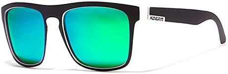 K KDEAM Square Polarized Sunglasses For Mens Womens Unisex Running Sports 80'S Classic Vintage Retro UV400 Mirrored Shades Sun Glasses With Case (C19whiteGreen)
