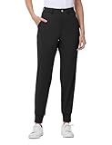 Ceitajui Women'S Joggers Stretch Golf Pants High Waisted Casual Tapered Athletic Running Sweatpants,Black L