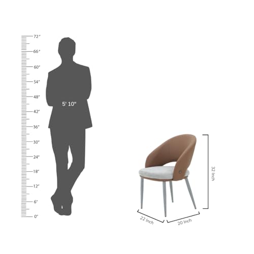 Image of Royaloak Verona Italian Dining Chair| Premium Dual Material Dining Table Chair | Leatherette Backrest with Fabric Seat | Ergonomic Curved Support | Stylish Black Nickel Accent |Sleek Durable Legs