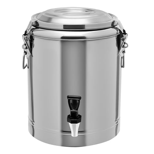 SABUIDDS Termo con grifo, dispensador de bebidas de acero inoxidable, calentador de alimentos con tapa, para chocolate caliente, té con leche, té helado, leche, zumo, café al aire libre, viajes y SABUIDDS Termo con grifo, dispensador de bebidas de acero inoxidable, calentador de alimentos con tapa, para chocolate caliente, té con leche, té helado, leche, zumo, café al aire libre, viajes y