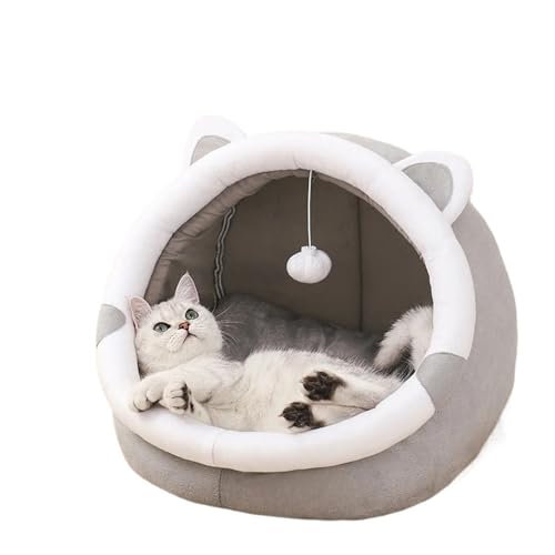 猫の巣の家 猫の洞窟 猫のベッド 犬小屋 猫 四季対応 ユニバーサル 半密閉 かわいい 快適 猫の巣 子猫 洞窟(Light gray,M)