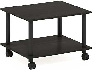 Furinno Econ Home Office Under Desk CPU and Printer Stand with Wheels, Espresso/Black