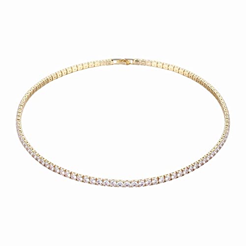 Choker Necklaces for Women Tennis Necklace For Women/Plated Rhinestone Choker Rectangle Initial