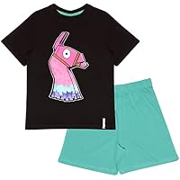 Fortnite Conjunto de Pijama para niño, Negro y Verde Azulado,
