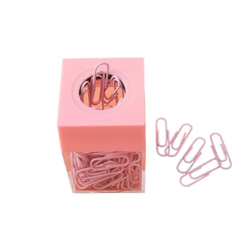 マグネット式ペーパークリップホルダー ゼムクリップ 5色 収納ケース 大容量 透明 磁気 クリップ 収納ホルダー ペーパークリップ ディスペンサー 小物入れ 事務用品 家庭用 オフィス用品 (ピンク)