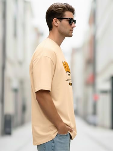 Image of LEOTUDE Men Oversized Half Sleeve Round Neck Tshirt for Men's (Color :