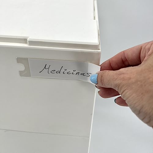 PACK de 100 UNIDADES Porta Carteles que transformarán tu Negocio, Soporte para Cartel de Pared, Portaprecios Estanteria, Coloca Precios Para Tienda y Comercios, Porta Etiquetas de Pared (35x102mm)