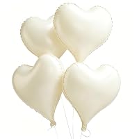 Sanu Belle Herz Folienballon 4 Stück Weiß 24 Zoll Herzluftballons Hochzeit Herzballons Helium für Party,Valentinstag,Hochzeit,Verlobung,Muttertag,Geburtstagsdeko 205023 – Ansicht 1