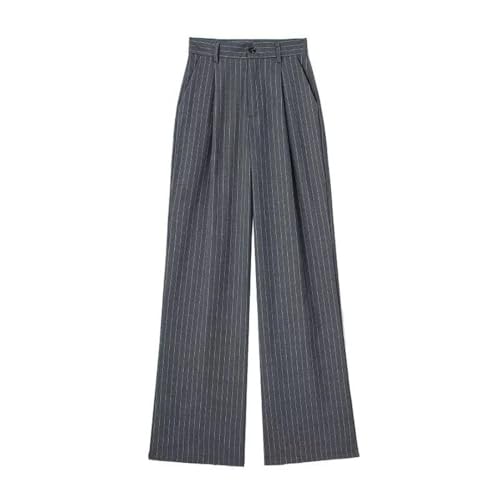Women's Autumn Striped Straight Pants Elegant Pleated Long Pants
