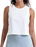 Colorfulkoala Women's Workout Top Quick Dry Athletic Shirt Mesh Back Muscle Tank (L, White)