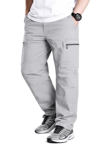 Men's Pure Cotton Cargo Pants | Regular Fit Multi-Pocket Utility Trousers for Men | Solid Black Cargo Bottom Wear with Zip Pockets | Comfortable Casual Outdoor Wear