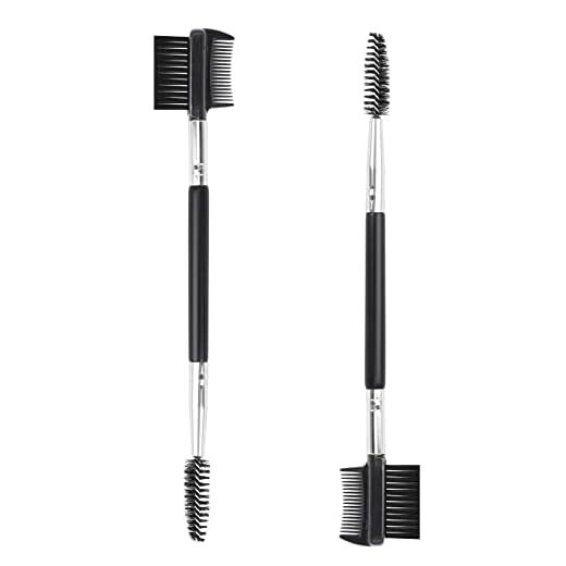 2pcs 3 Head Eyebrow Eyelash Shaper Eyelash Comb Double Head Brush Makeup Grooming Tool cosmetic with 3 Different Spoolie Brushes for Separating Lashes, Eliminating Mascara Clumps, Grooming Brows