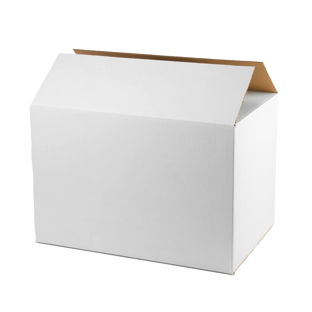 Pack 20 cajas cartón color blanco medidas interiores largoxanchoxalto en centímetros: 60x40x40 cm. Cajas cartón con solapas canal simple reforzado para envíos, paquetería, mudanzas, regalo…