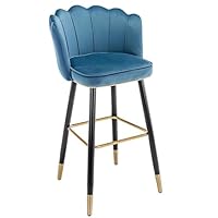 Amazon｜バースツール ベルベット布張り、背もたれと金属脚付き