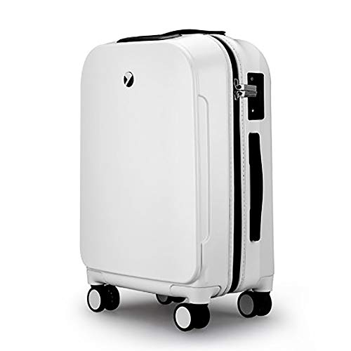 Trolley Suitcase Men and Women Small Lightweight Luggage 24 Inch Luggage Fingerprint Unlock Trolley Case Smart Boarding Case Suitcases (Color : Yellow, Size : 43×26×67CM) (White 43×26×67CM)